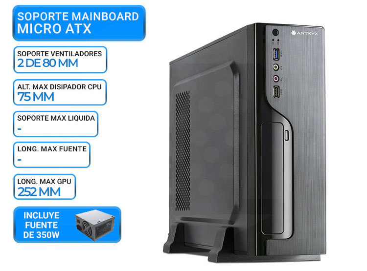 CASE ANTRYX SLIM XS-120 FUENTE 350W - 1