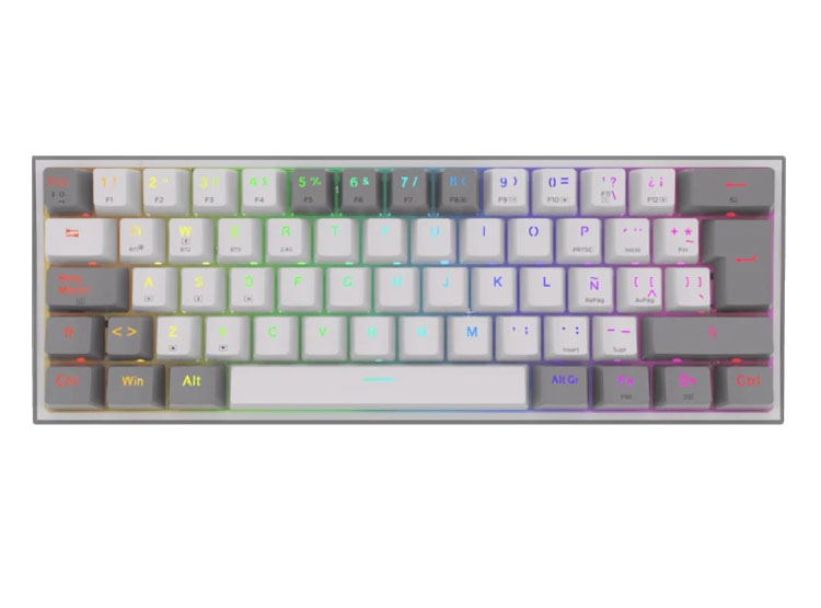 TECLADO MECÁNICO GAMER REDRAGON FIZZ PRO WIRELESS. SPANISH K616-RGB-GW WHITE/GREY - 1