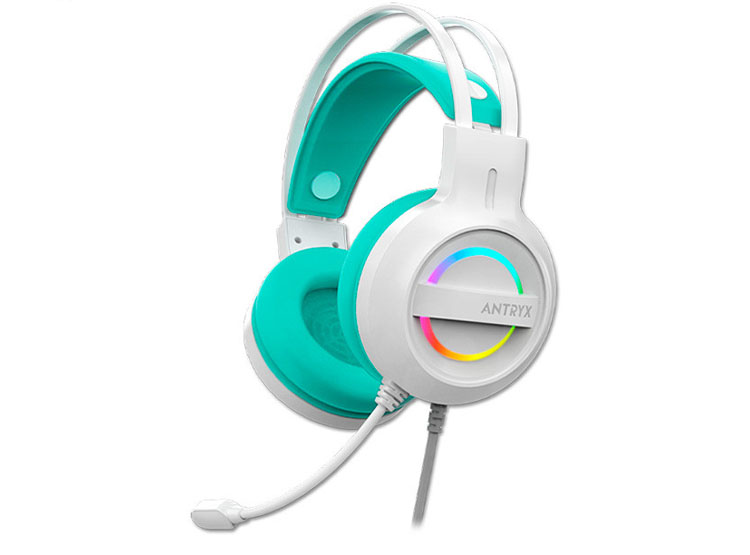 AURICULAR ANTRYX IRIS-W TURQUESA, 7.1 VIRTUAL SURROUND, USB, RAINBOW - 2