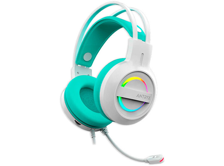 AURICULAR ANTRYX IRIS-W TURQUESA, 7.1 VIRTUAL SURROUND, USB, RAINBOW - 3