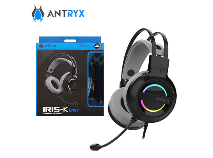 AUDIFONO ANTRYX IRIS-K GRAY RAINBOW CON MICROFONO SONIDO 7.1 CONEXIÓN USB (PN:AGH-7100KGY) - 1