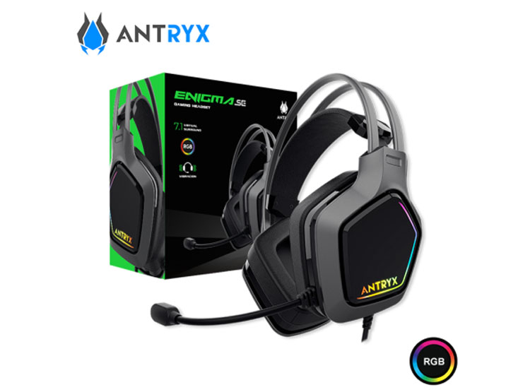 AUDIFONO ANTRYX ENIGMA SE BLACK RGB CON MICROFONO SONIDO 7.1 VIRTUAL CONEXIÓN USB (PN:AGH-7320GR7V) - 1
