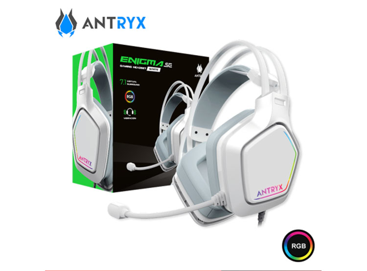 AUDIFONO ANTRYX ENIGMA SE WHITE RGB CON MICROFONO SONIDO 7.1 VIRTUAL CONEXIÓN USB (PN:AGH-7320WR7V) - 1
