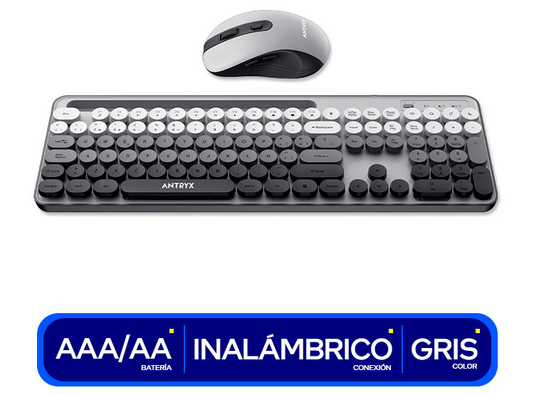 KIT WIRELESS TECLADO + MOUSE ANTRYX WS-970 GRAY, HOLDER SLOT (ASC-WS970GY) - 2