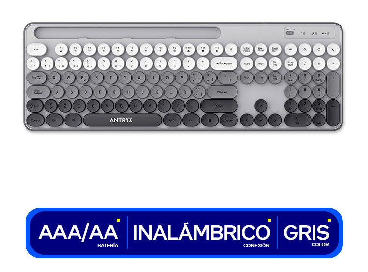 KIT WIRELESS TECLADO + MOUSE ANTRYX WS-970 GRAY, HOLDER SLOT (ASC-WS970GY) - 3