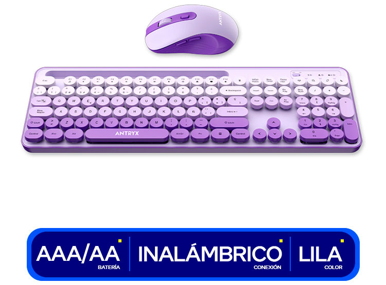 COMBO ANTRYX WS-970 PURPLE HOLDER SLOT TECLADO INALAMBRICO + MOUSE ( ASC-WS970PE ) - 2