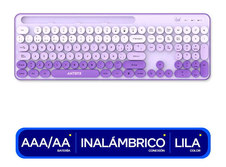 COMBO ANTRYX WS-970 PURPLE HOLDER SLOT TECLADO INALAMBRICO + MOUSE ( ASC-WS970PE ) - 3