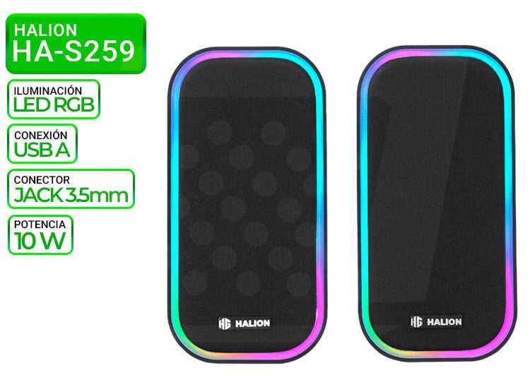 PARLANTE 2.0 HALION, GAMING HA-S259 RGB - 1