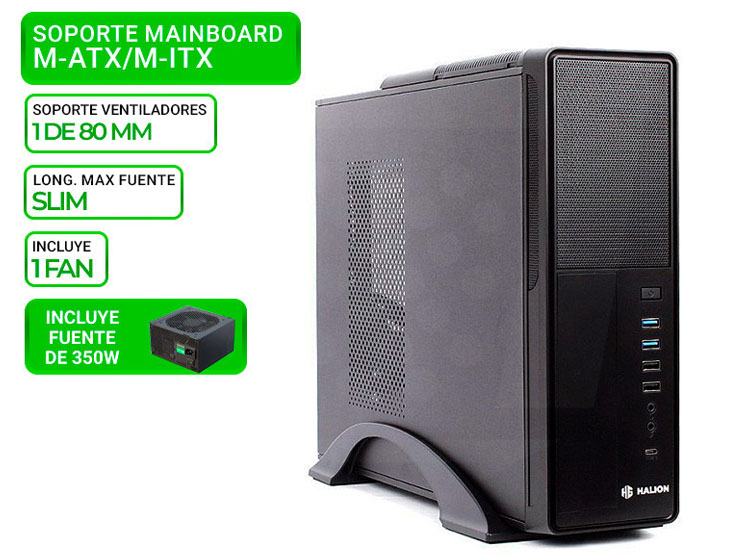 CASE SLIM HALION SUPRA MICRO ATX S612, F/350W - 1