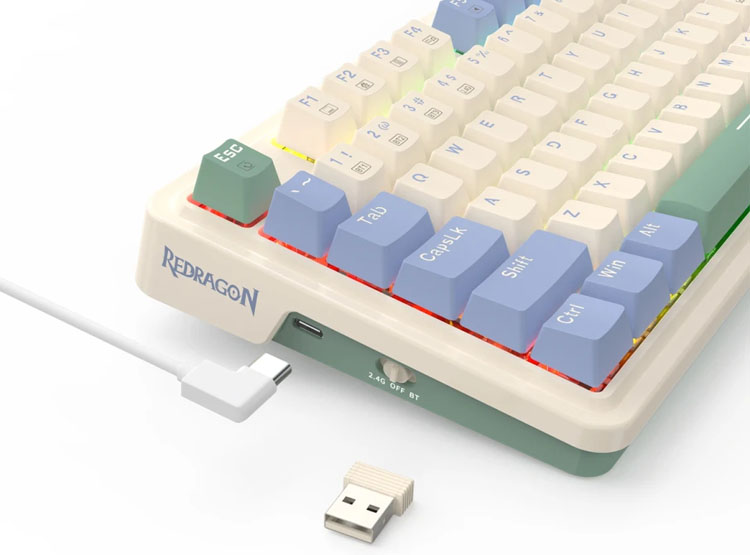 TECLADO REDRAGON UCALPRO-RGB WIRELESS ENGLISH K673CPG PASTEL - 2