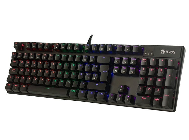 TECLADO MECÁNICO TE-4068G, RETROILUMINACIÓN RAINBOW, USB 2.0, ESPAÑOL, COLOR NEGRO - 1