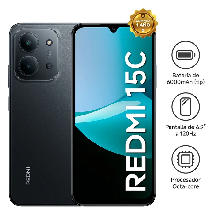CELULAR XIAOMI REDMI 15C 4GB RAM 128GB - NEGRO - 1