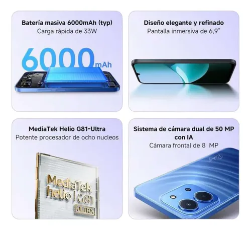 CELULAR XIAOMI REDMI 15C 4GB RAM 128GB - NEGRO - 3
