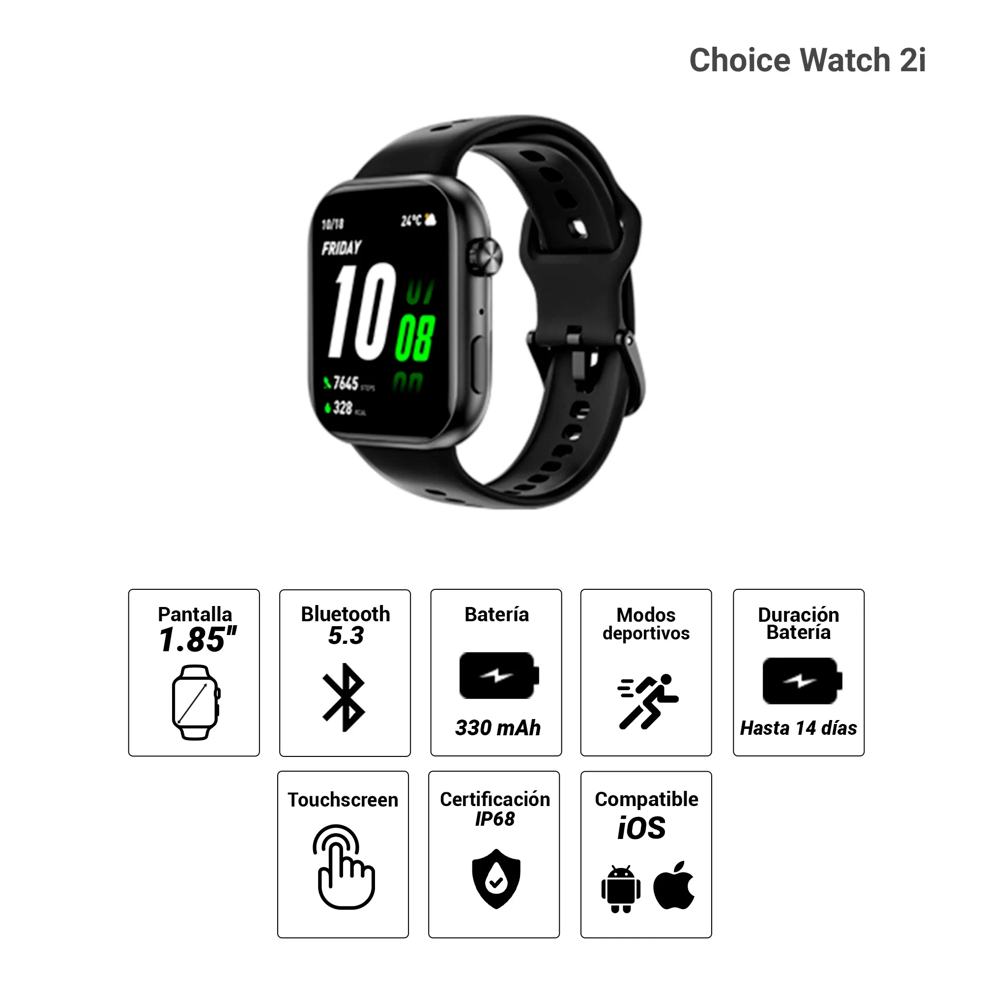 HONOR CHOICE WATCH 2I NEGRO + HONOR EARBUDS X7E ACTIVE - 7