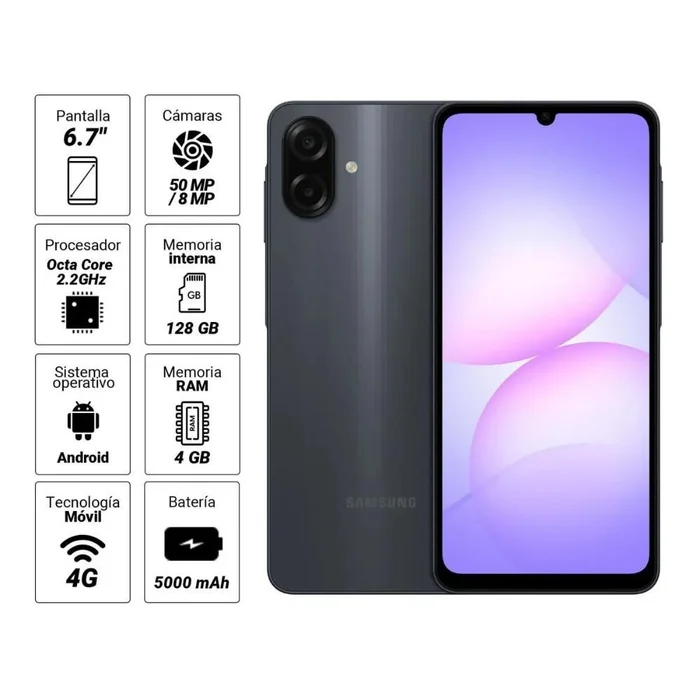 CELULAR SAMSUNG GALAXY A07 BLACK 128GB - NEGRO - 2