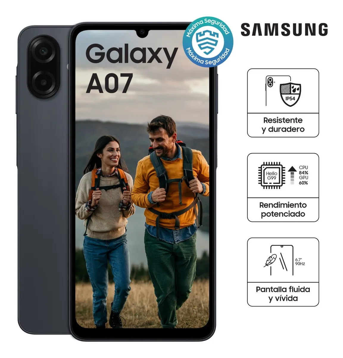 CELULAR SAMSUNG GALAXY A07 BLACK 128GB - NEGRO - 3