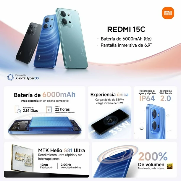 CELULAR XIAOMI REDMI 15C 128GB 4RAM AZUL - 3