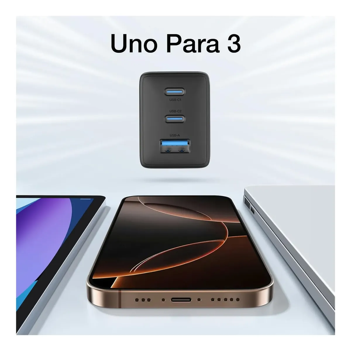 CARGADOR CARGA RAPIDA GAN 65W 1HORA + CABLE TIPO C - 4