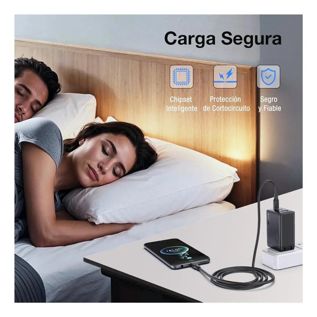 CARGADOR CARGA RAPIDA GAN 65W 1HORA + CABLE TIPO C - 6