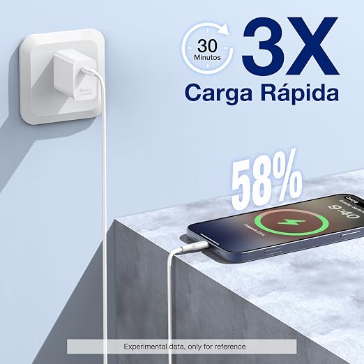 CARGADOR 1 HORA CARGA RÁPIDA PD 30W + CABLE TIPO C - 5