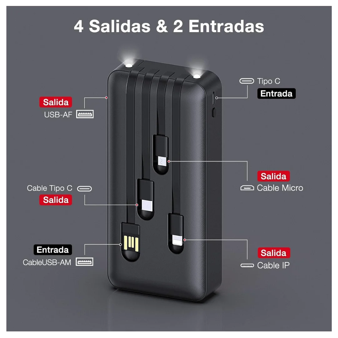 1 HORA POWER BANK 10000MAH 4 EN 1 NEGRO - 3