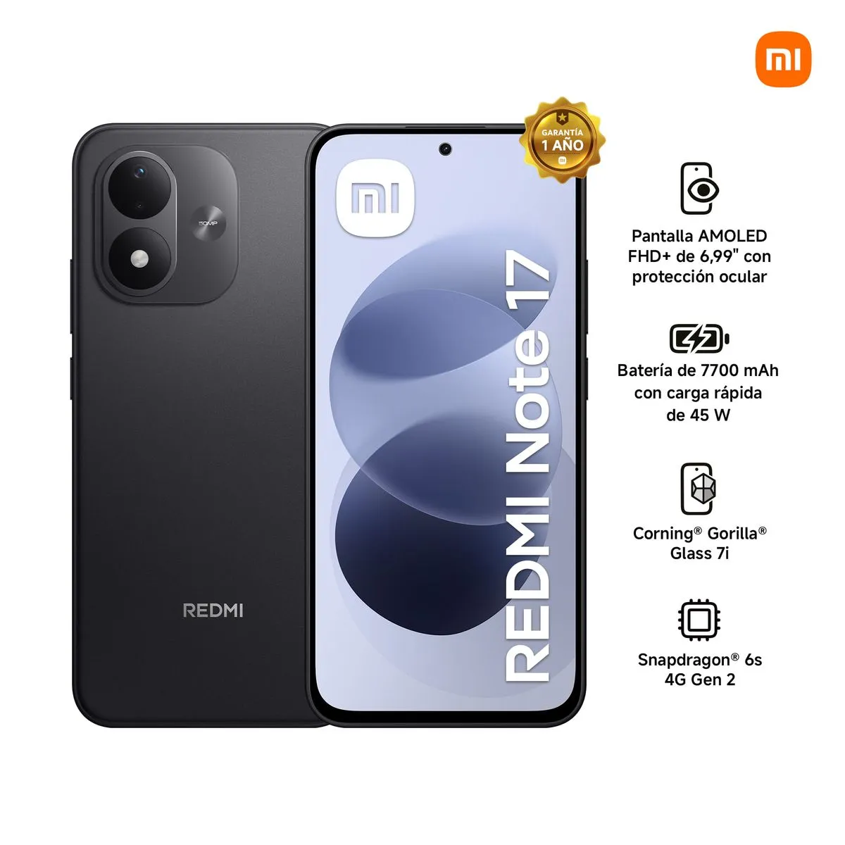 CELULAR XIAOMI REDMI NOTE 17 128GB 6GB + AUDIFONOS INALAMBRICOS 1HORA AUT205 - 2