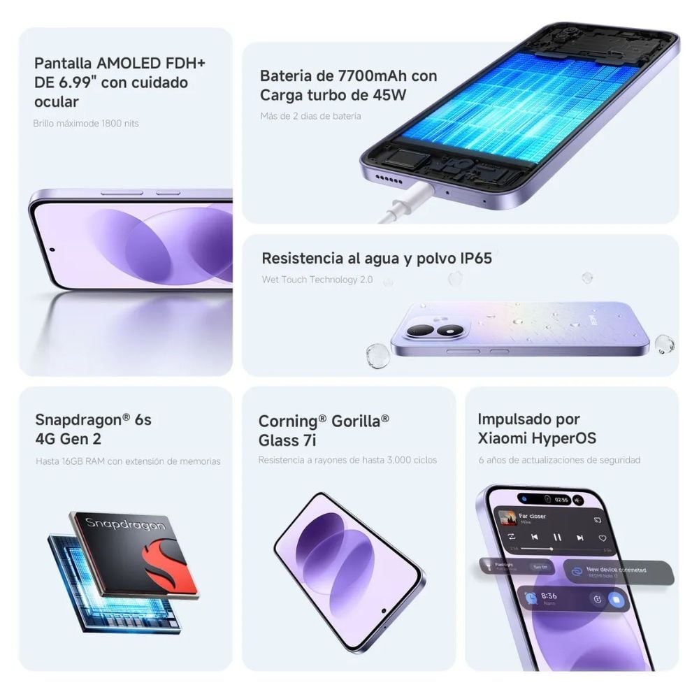 CELULAR XIAOMI REDMI NOTE 17 128GB 6GB + AUDIFONOS INALAMBRICOS 1HORA AUT205 - 3
