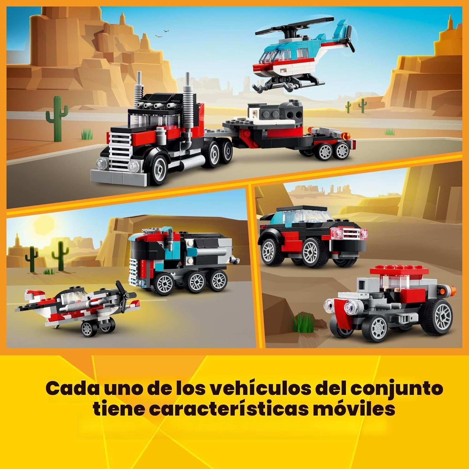 LEGO CREATOR 31146 - CAMIÓN DE CAMA PLANA 3 EN 1 - 4