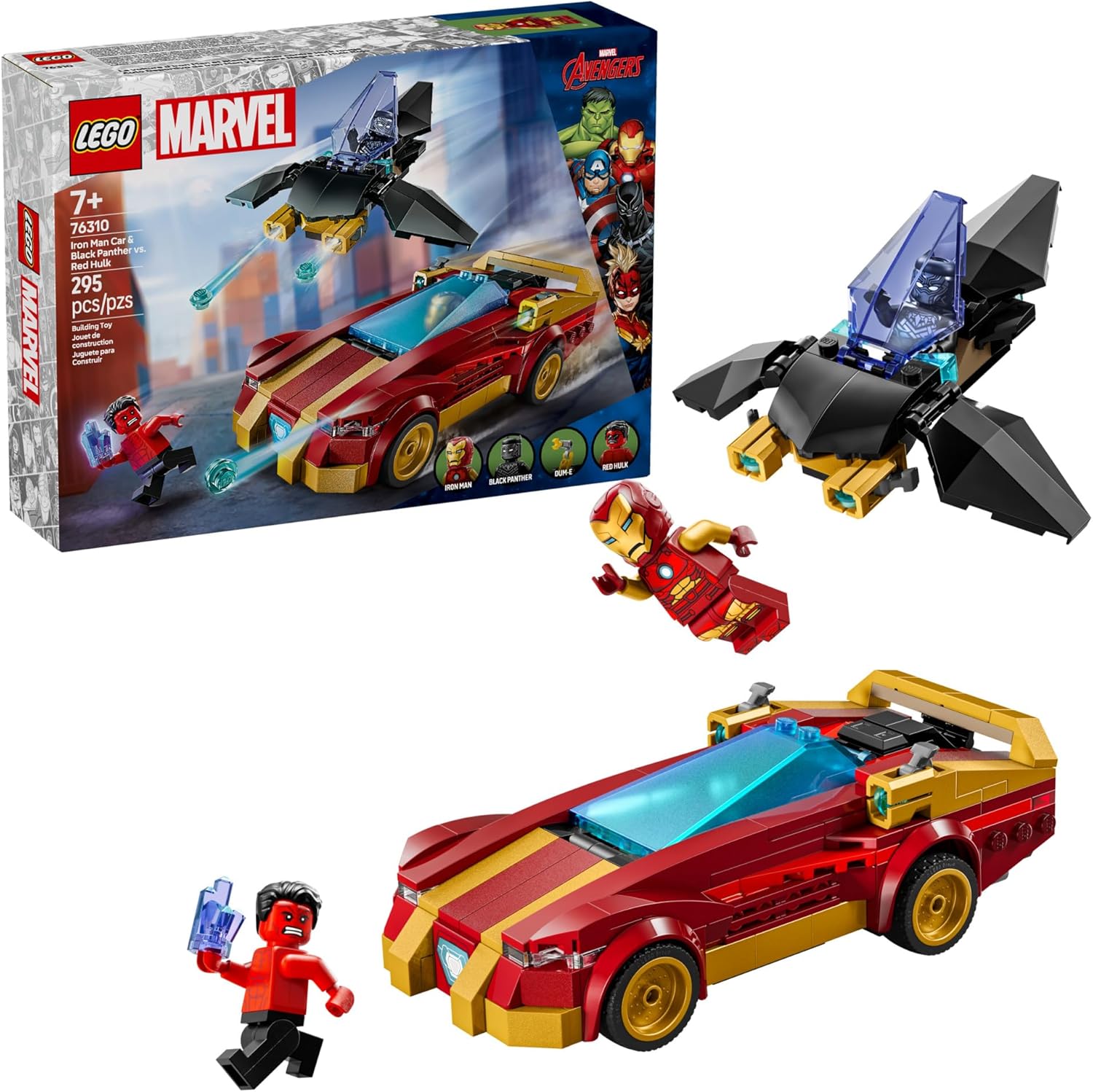 LEGO MARVEL 76310 IRON MAN CAR Y BLACK PANTHER VS. RED HULK - 1