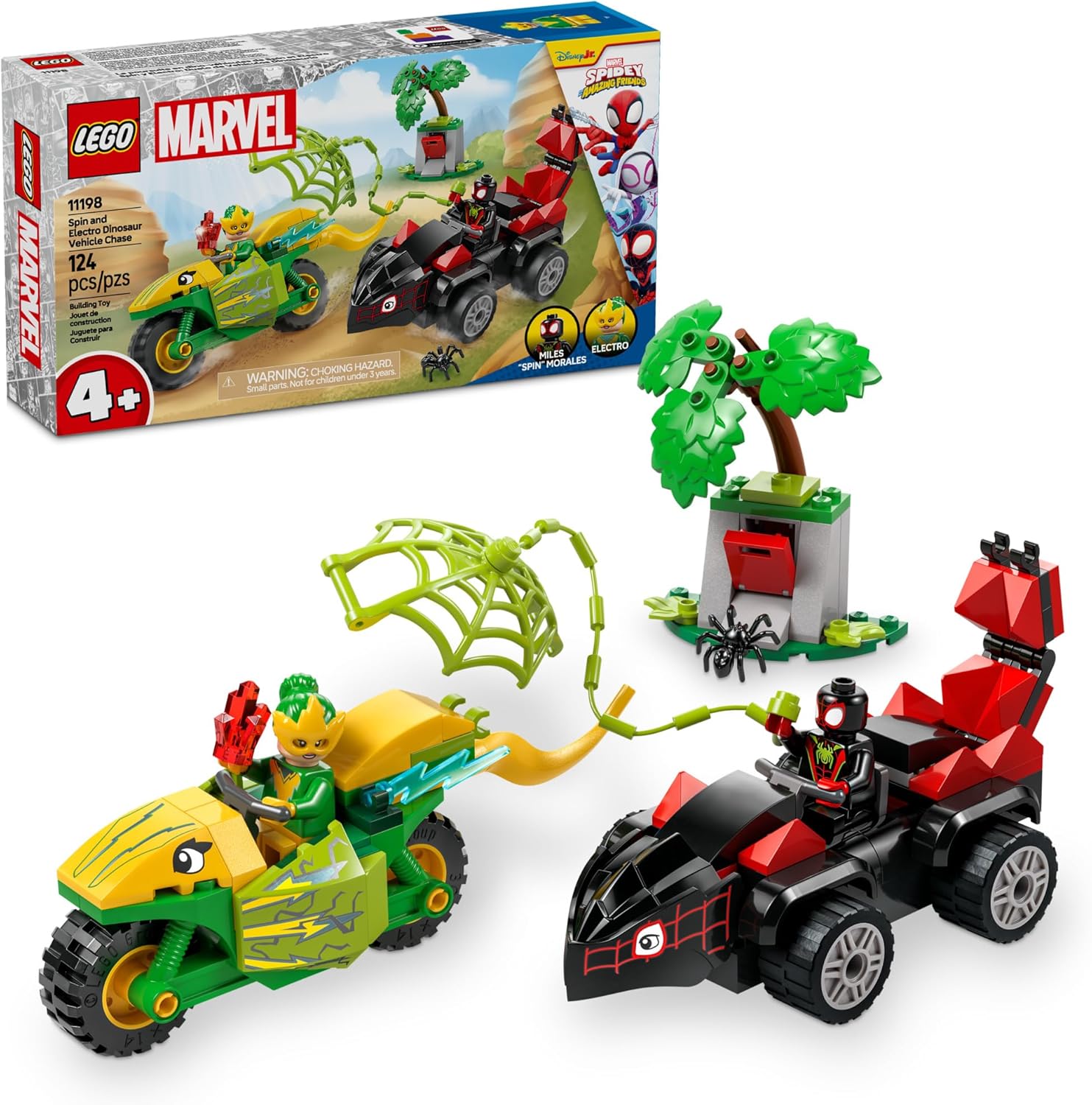 LEGO MARVEL 11198 SPIN Y ELECTRO: DUELO DE VEHÍCULOS DINOSAURIO - 4