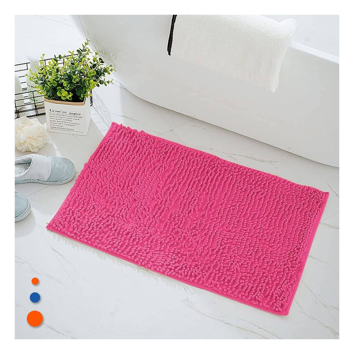 TAPETE RECTANGULAR MICROFIBRA 40X60CM ROSADO PARA CASA USO DIARIO INTERIOR - 1