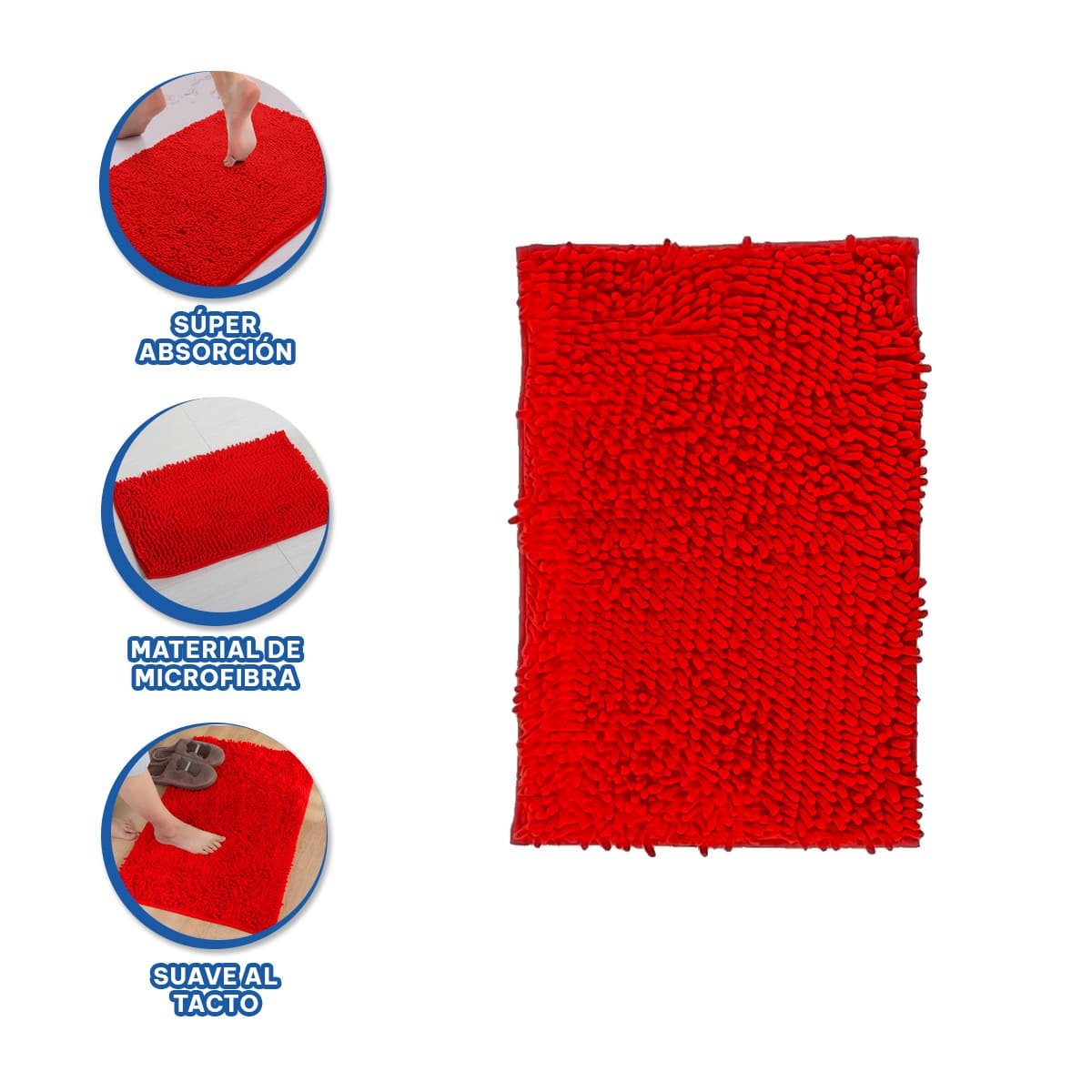 TAPETE SUAVE MICROFIBRA 40X60CM ROJO DISENO COMODO Y FACIL DE LIMPIAR Y+PAPEL REGALO - 5