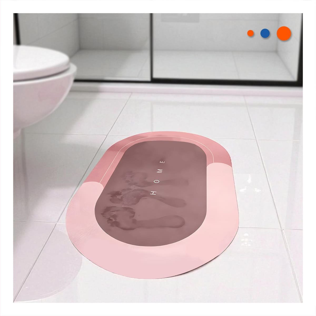 TAPETE OVALADO HOME ROSADO MATERIAL RESISTENTE Y FACIL DE LIMPIAR EN CASA Y+REGALO STICKER - 2