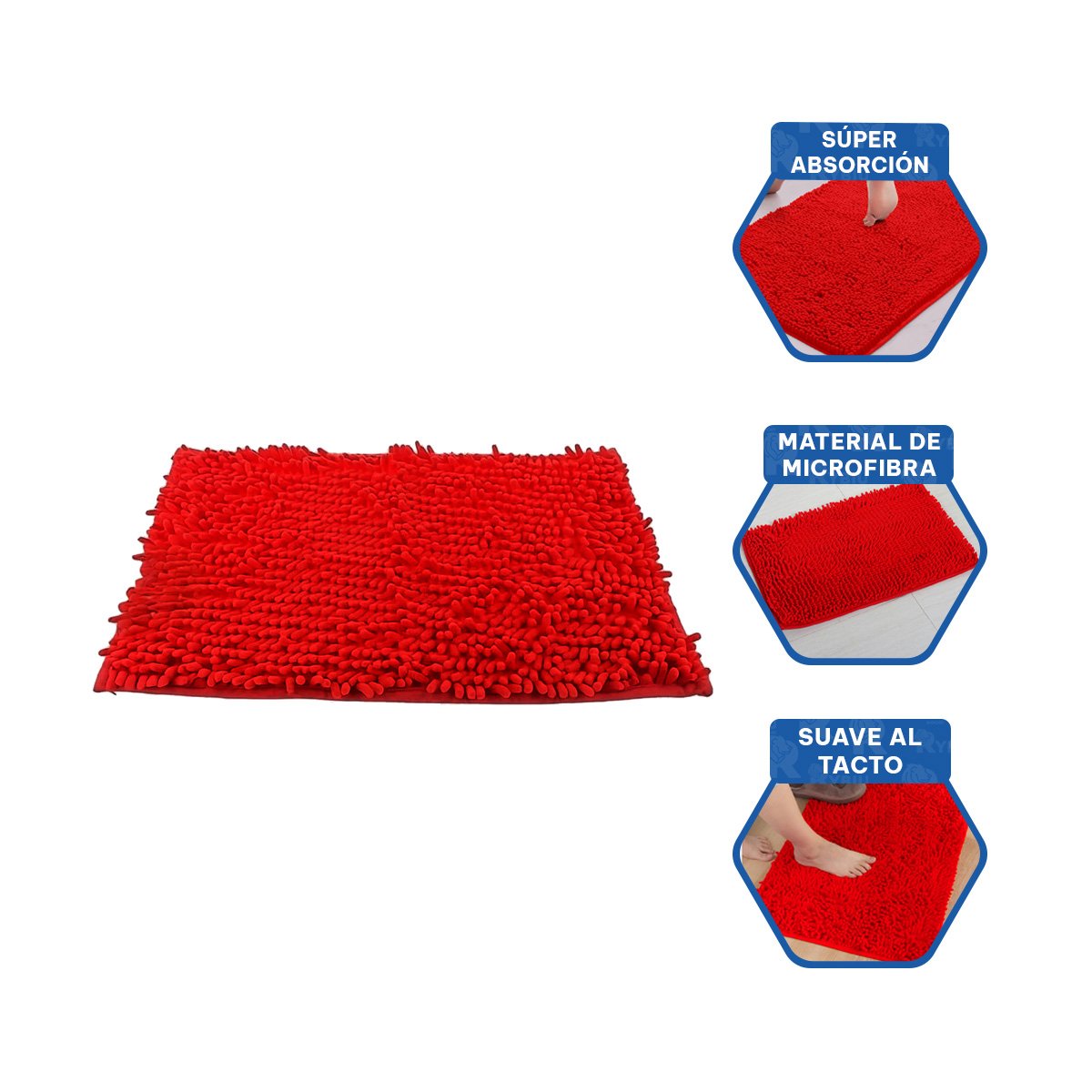 TAPETE LIGERO MICROFIBRA 40X60CM ROJO FUNCIONAL Y SUAVE IDEAL PARA CASA Y+POST IT - 5