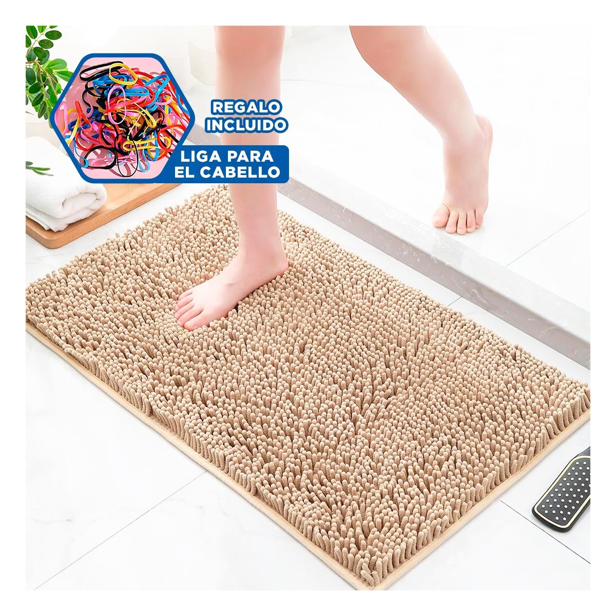 TAPETE COMODO MICROFIBRA 40X60CM CREMA FORMATO RECTANGULAR PERFECTO Y+LIGAS REGALO - 2