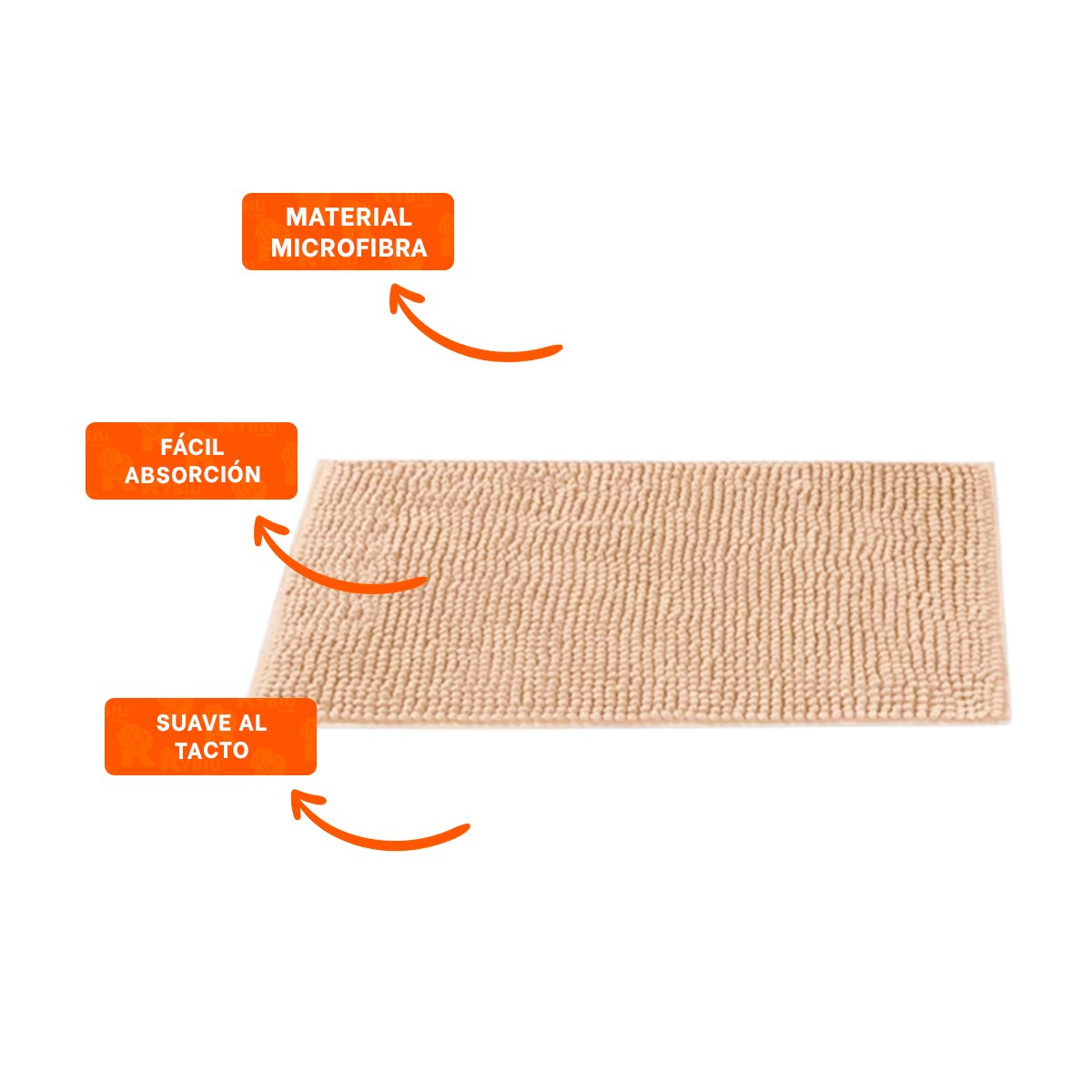 TAPETE SUAVE MICROFIBRA 40X60CM CREMA DISENO COMODO Y FACIL DE LIMPIAR Y+PAPEL REGALO - 5