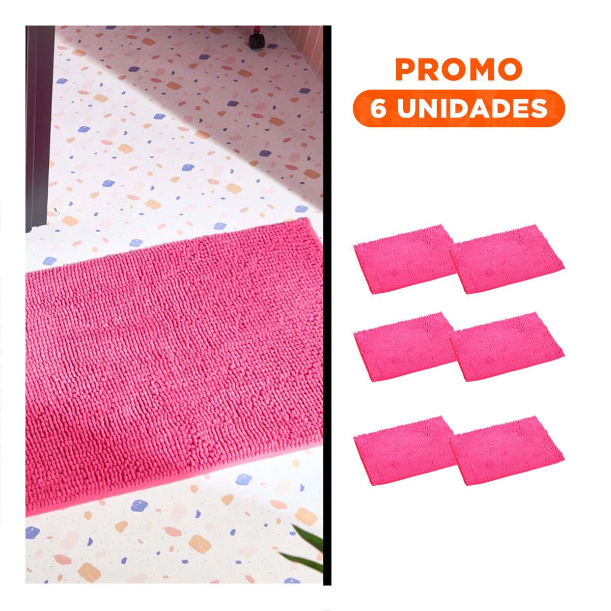 PACK6 ESTERA DECORATIVA MICROFIBRA 40X60CM ROSADO FORMATO RECTANGULAR PERFECTO Y+REGALO STICKER - 1