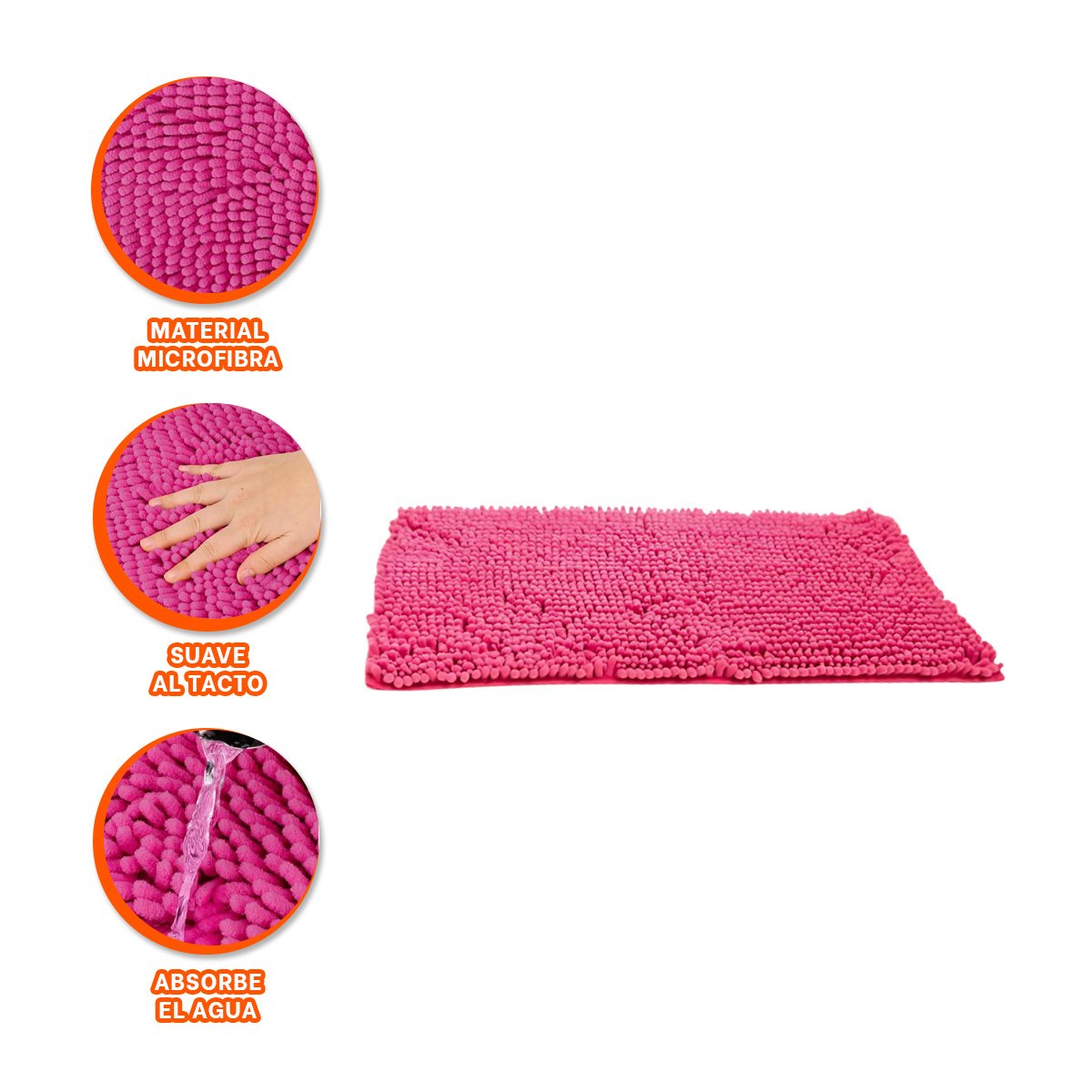 TAPETE SUAVE MICROFIBRA 40X60CM ROSADO DISENO COMODO Y FACIL DE LIMPIAR Y+PAPEL REGALO - 5