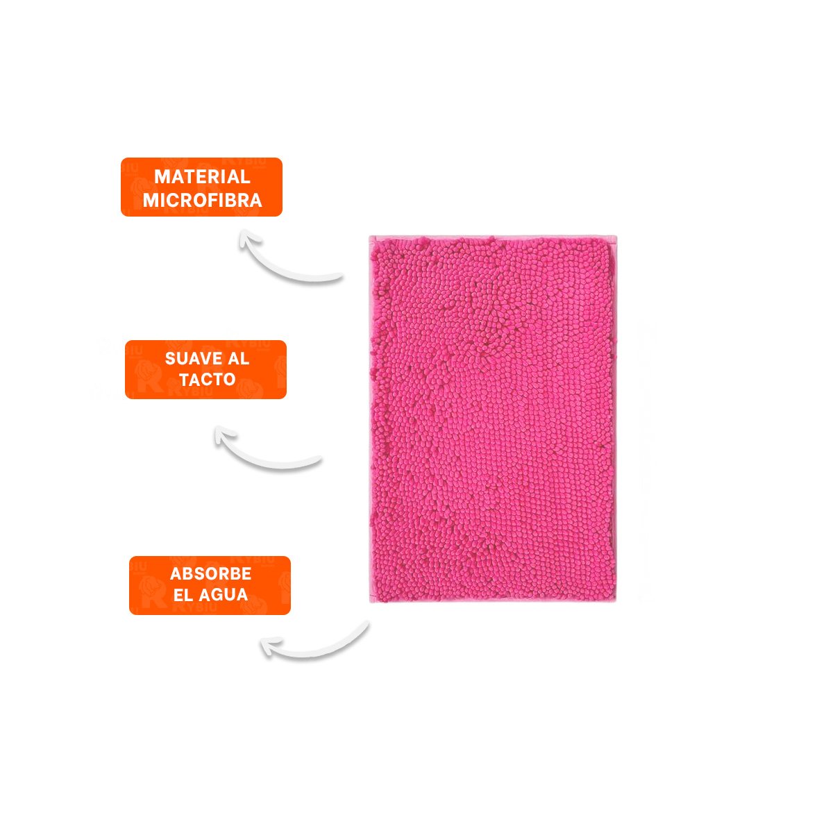 TAPETE LIGERO MICROFIBRA 40X60CM ROSADO FUNCIONAL Y SUAVE PARA CASA Y+POST IT - 5