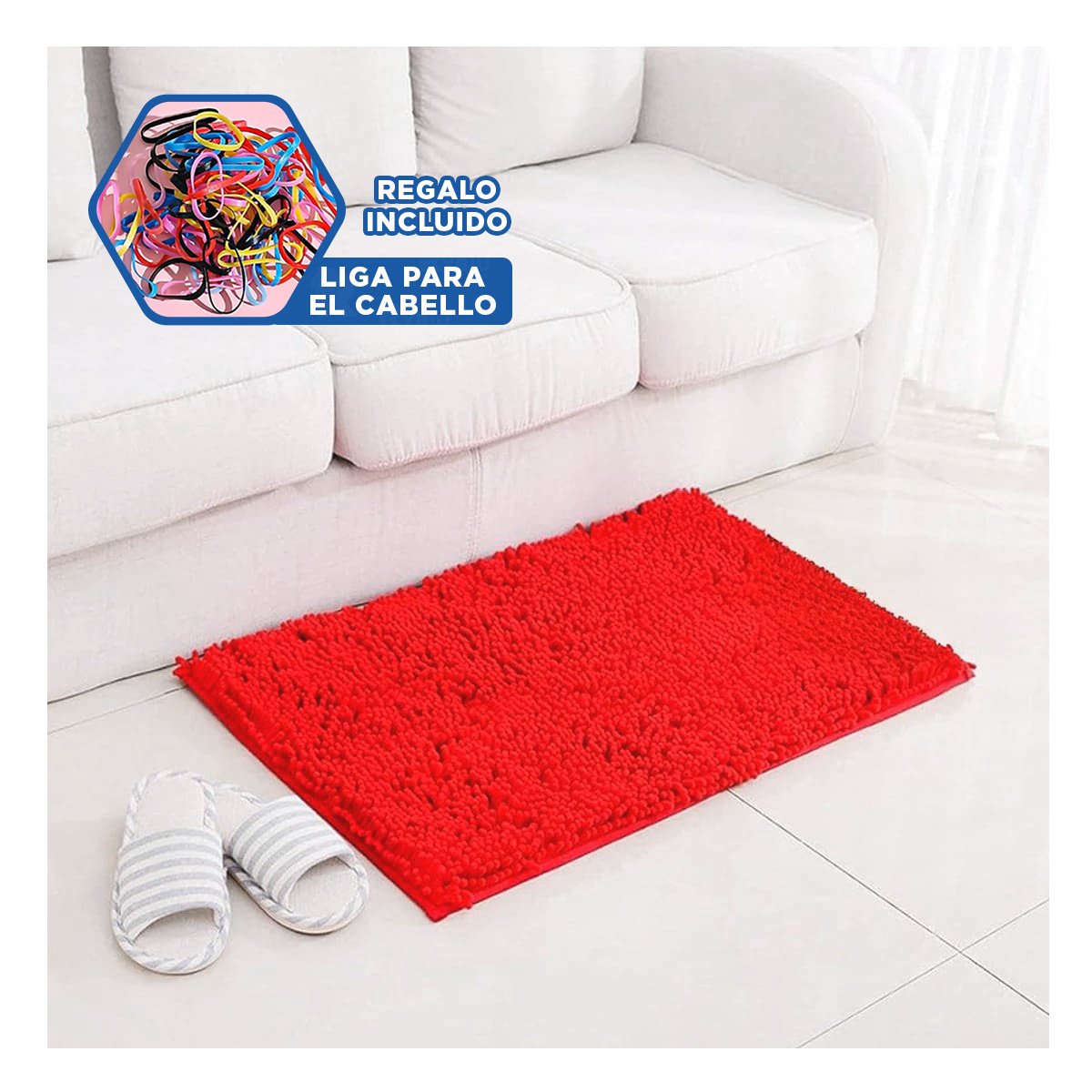 TAPETE COMODO MICROFIBRA 40X60CM ROJO FORMATO RECTANGULAR PERFECTO Y+LIGAS REGALO - 2