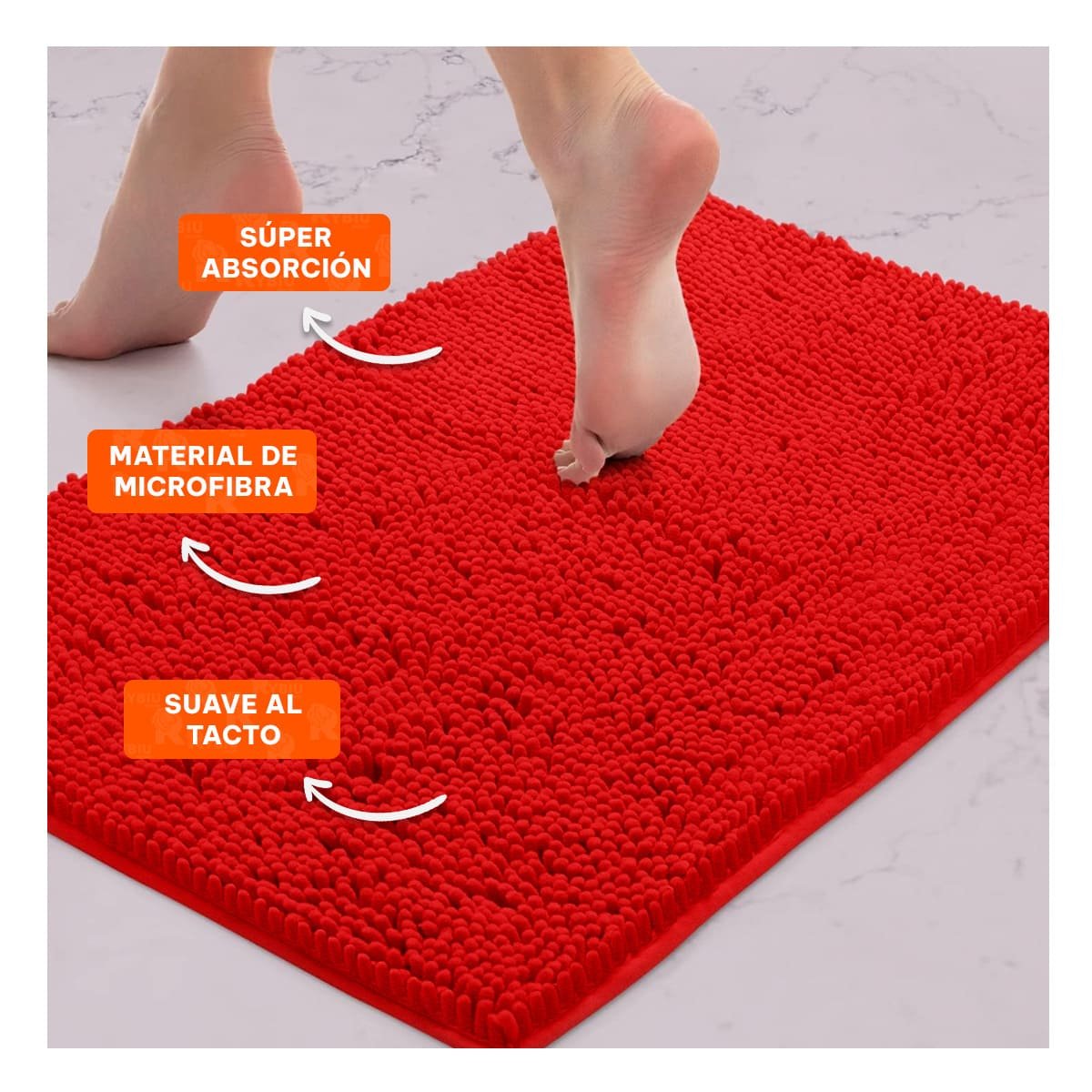 TAPETE COMODO MICROFIBRA 40X60CM ROJO FORMATO RECTANGULAR PERFECTO Y+LIGAS REGALO - 3