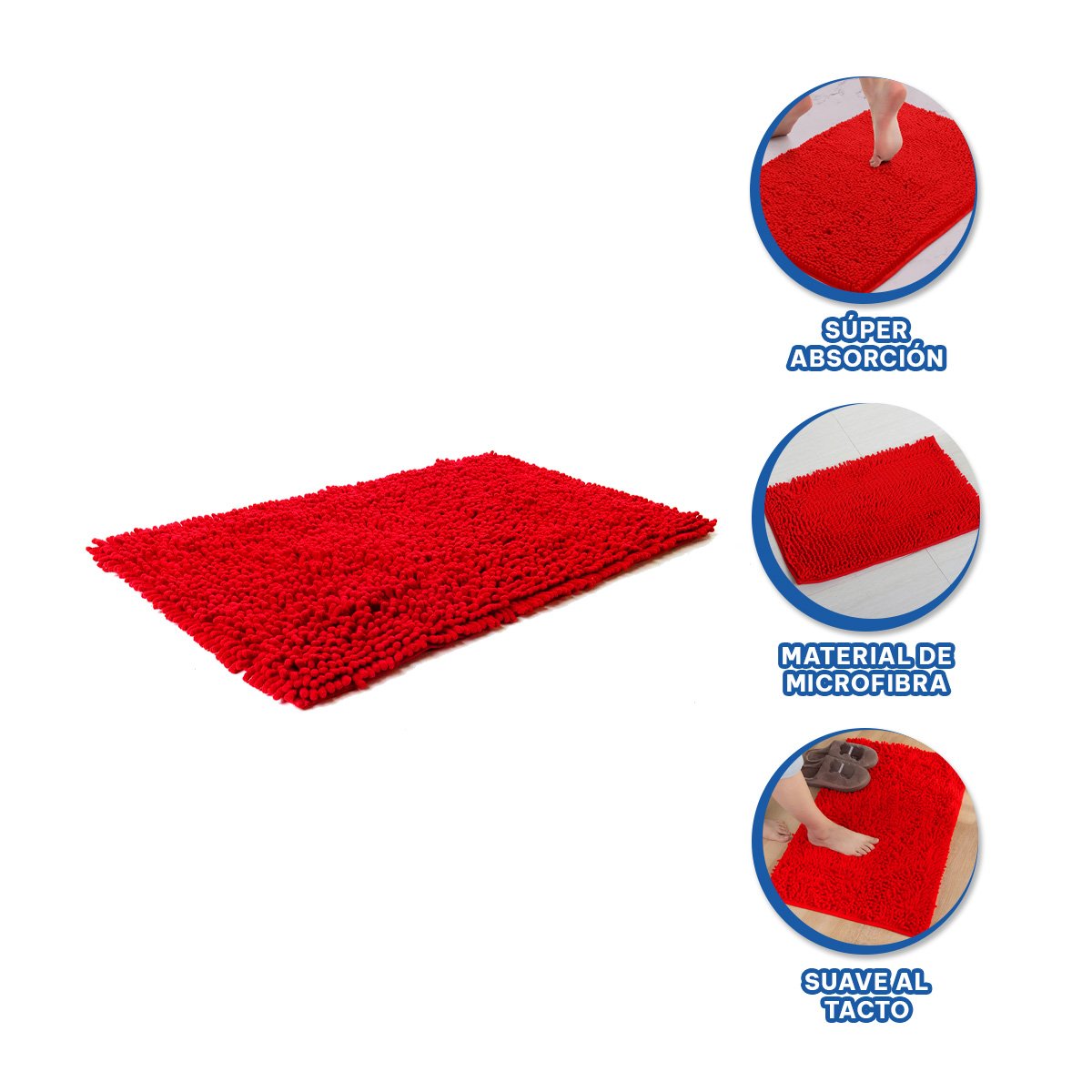 TAPETE COMODO MICROFIBRA 40X60CM ROJO FORMATO RECTANGULAR PERFECTO Y+LIGAS REGALO - 5