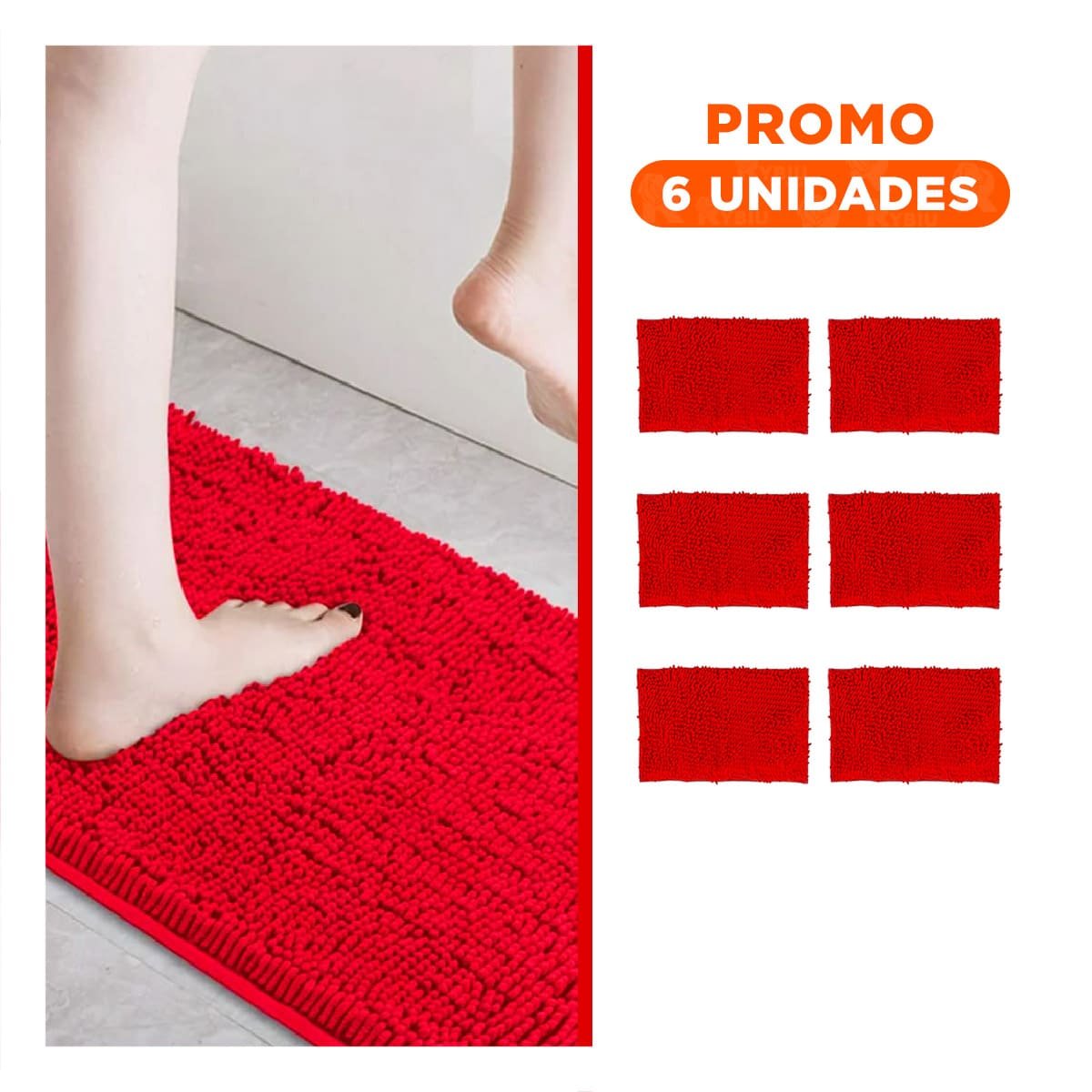 PACK6 ESTERA DECORATIVA MICROFIBRA 40X60CM ROJO FORMATO RECTANGULAR PERFECTO Y+REGALO STICKER - 1