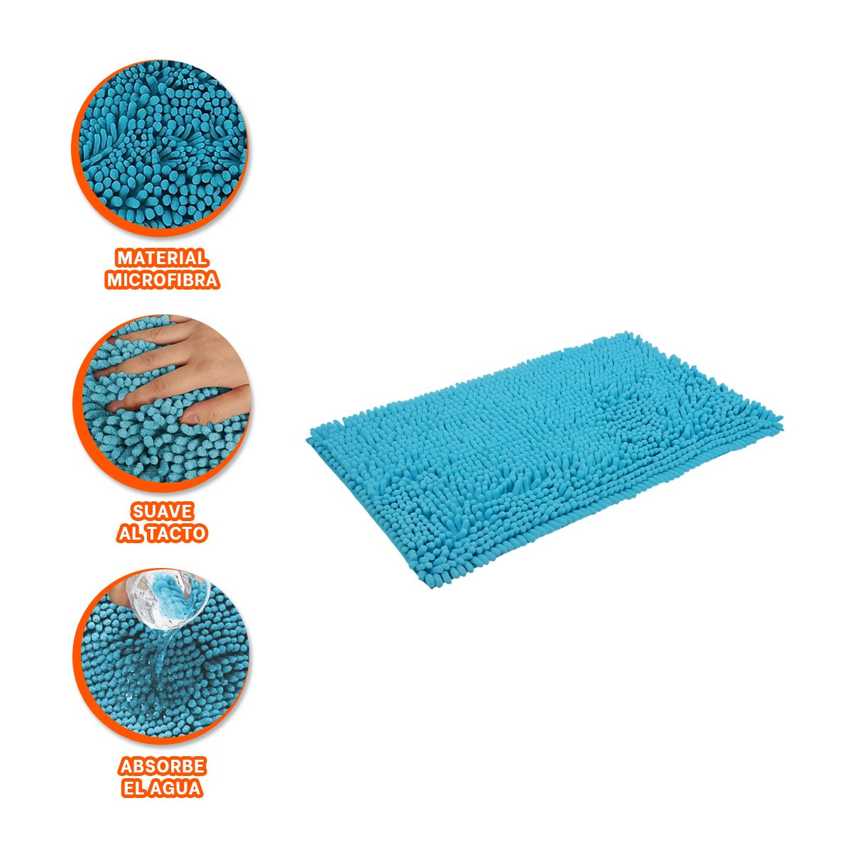 TAPETE SUAVE MICROFIBRA 40X60CM CELESTE DISENO COMODO Y FACIL DE LIMPIAR Y+PAPEL REGALO - 5