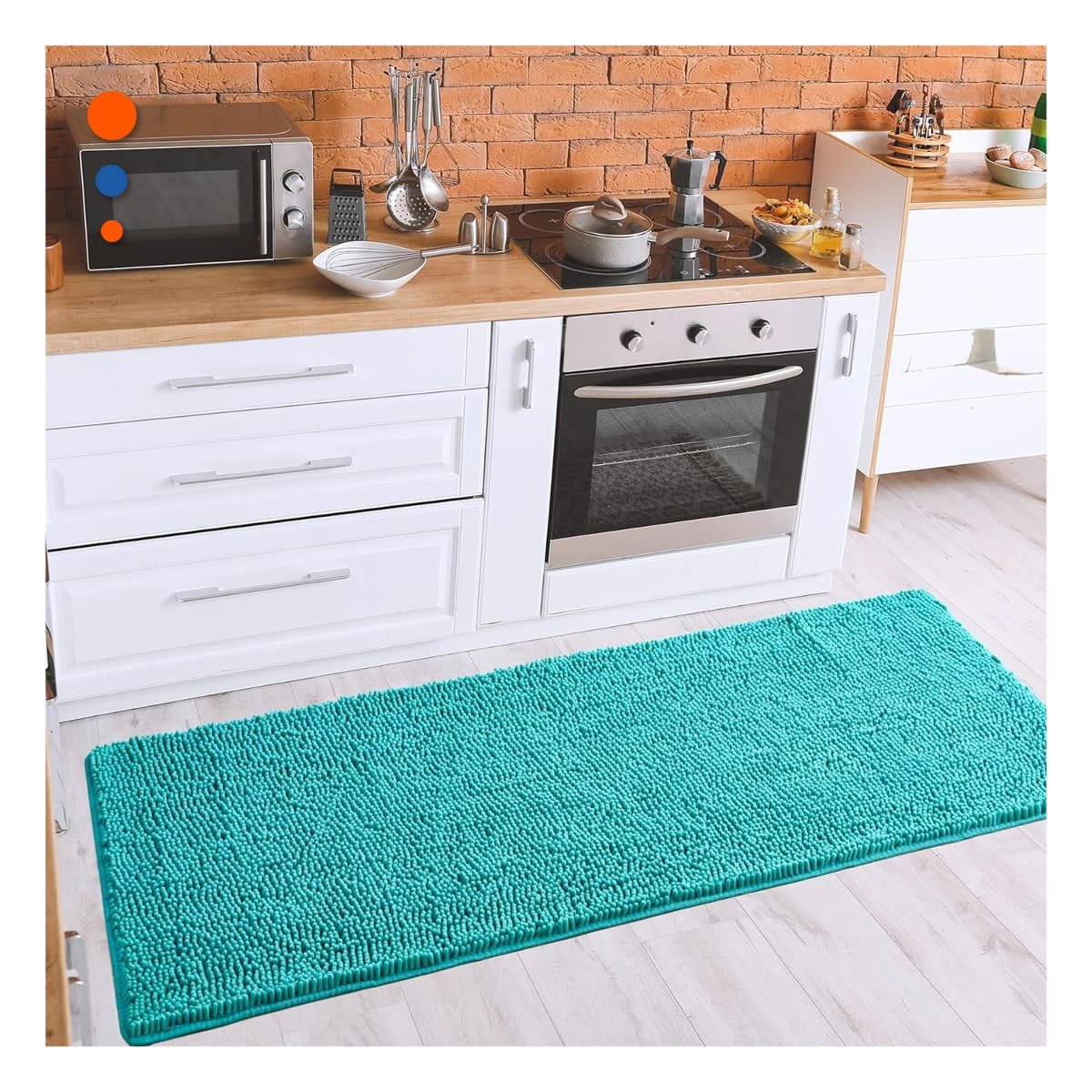 TAPETE DECORATIVO MICROFIBRA 40X60CM VERDE AGUA MATERIAL RESISTENTE Y LIGERO Y+REGALO STICKER - 5