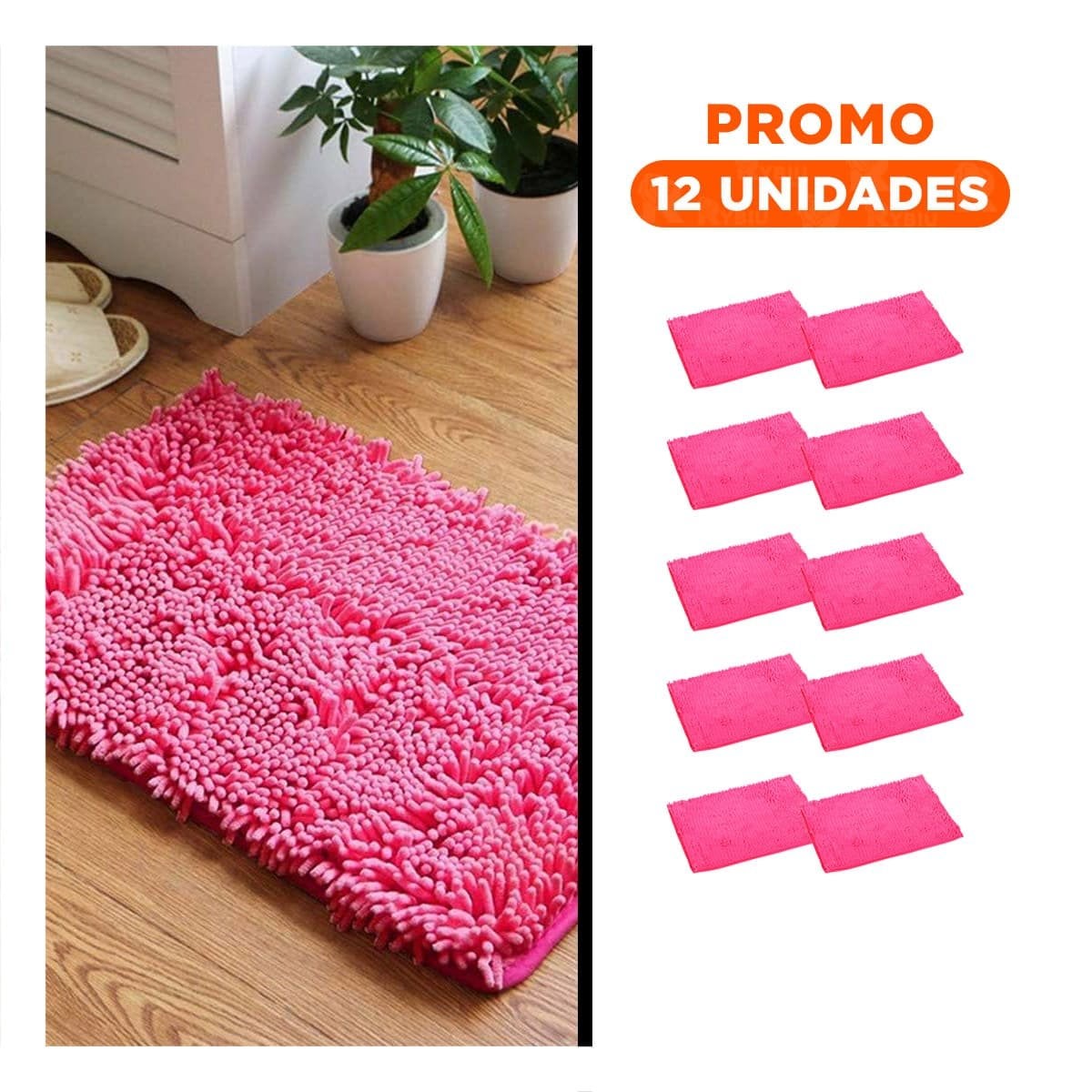 PACK12 ESTERA LIGERA MICROFIBRA 40X60CM ROSADO FUNCIONAL Y SUAVE PARA CASA - 1