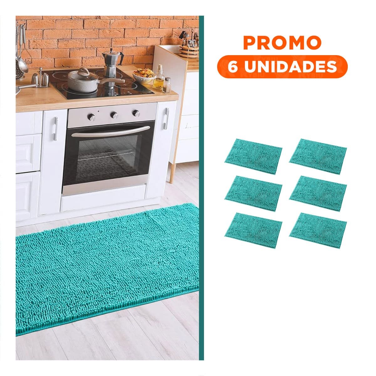 PACK6 ESTERA DECORATIVA MICROFIBRA 40X60CM VERDE AGUA FORMATO RECTANGULAR Y+REGALO STICKER - 1