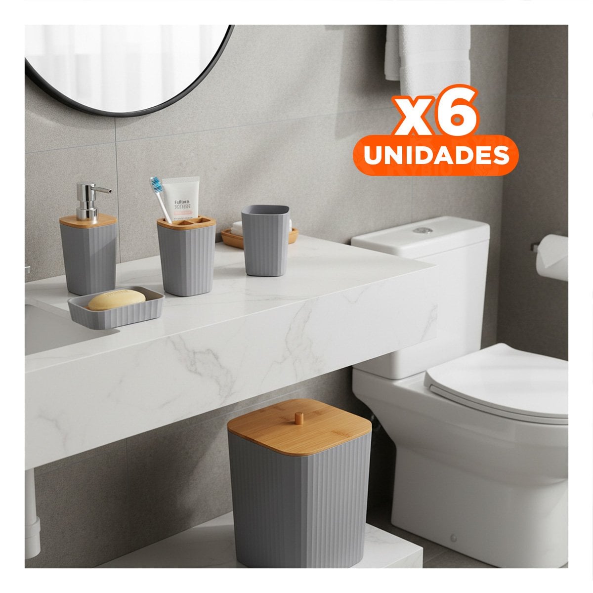 PACK6 SEPARADOR COMPACTO 6 PIEZAS GRIS MATERIAL RESISTENTE Y LIGERO PARA CASA Y+PAPEL REGALO - 1