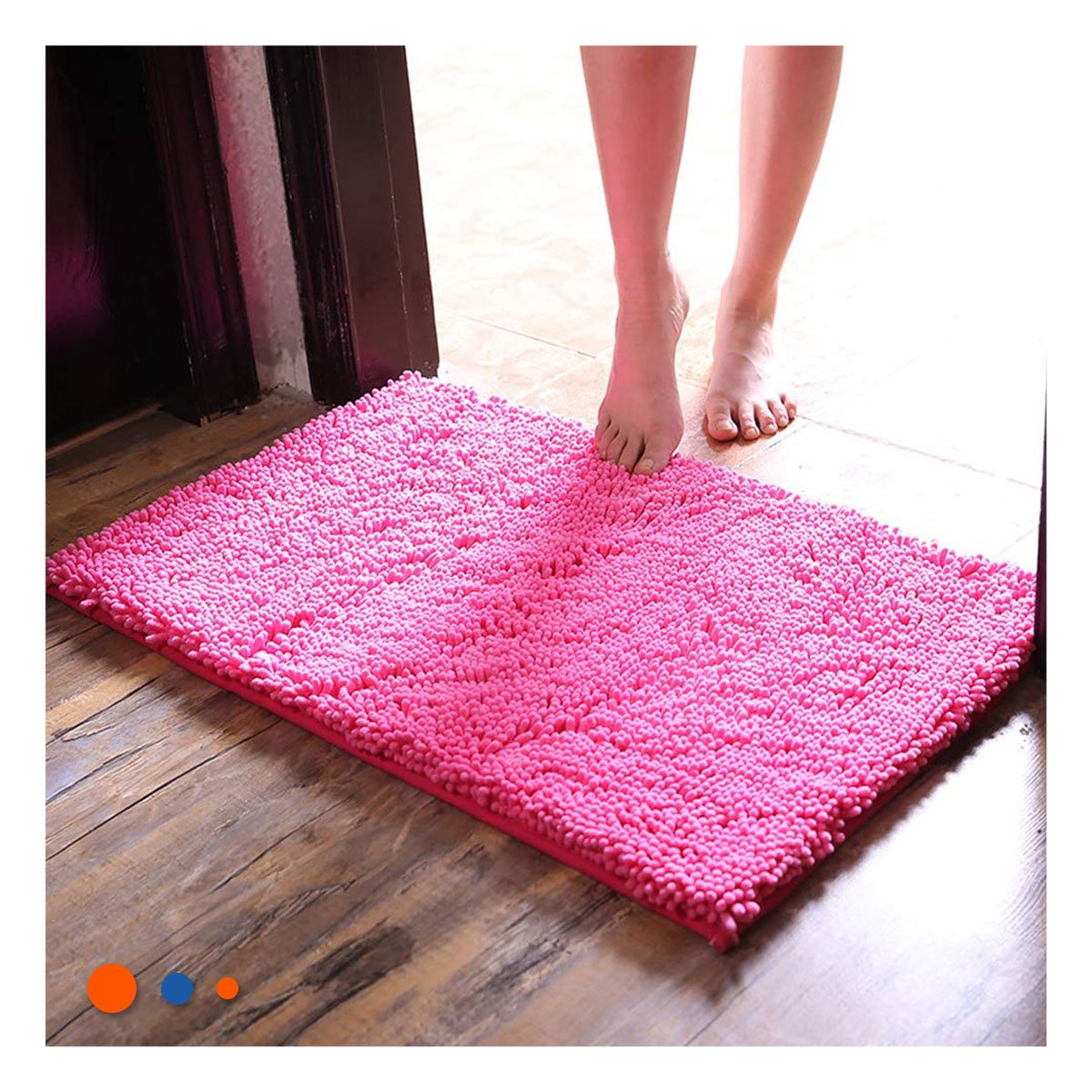 PACK4 ESTERA RECTANGULAR MICROFIBRA 40X60CM ROSADO PARA CASA USO INTERIOR Y+REGALO STICKER - 5