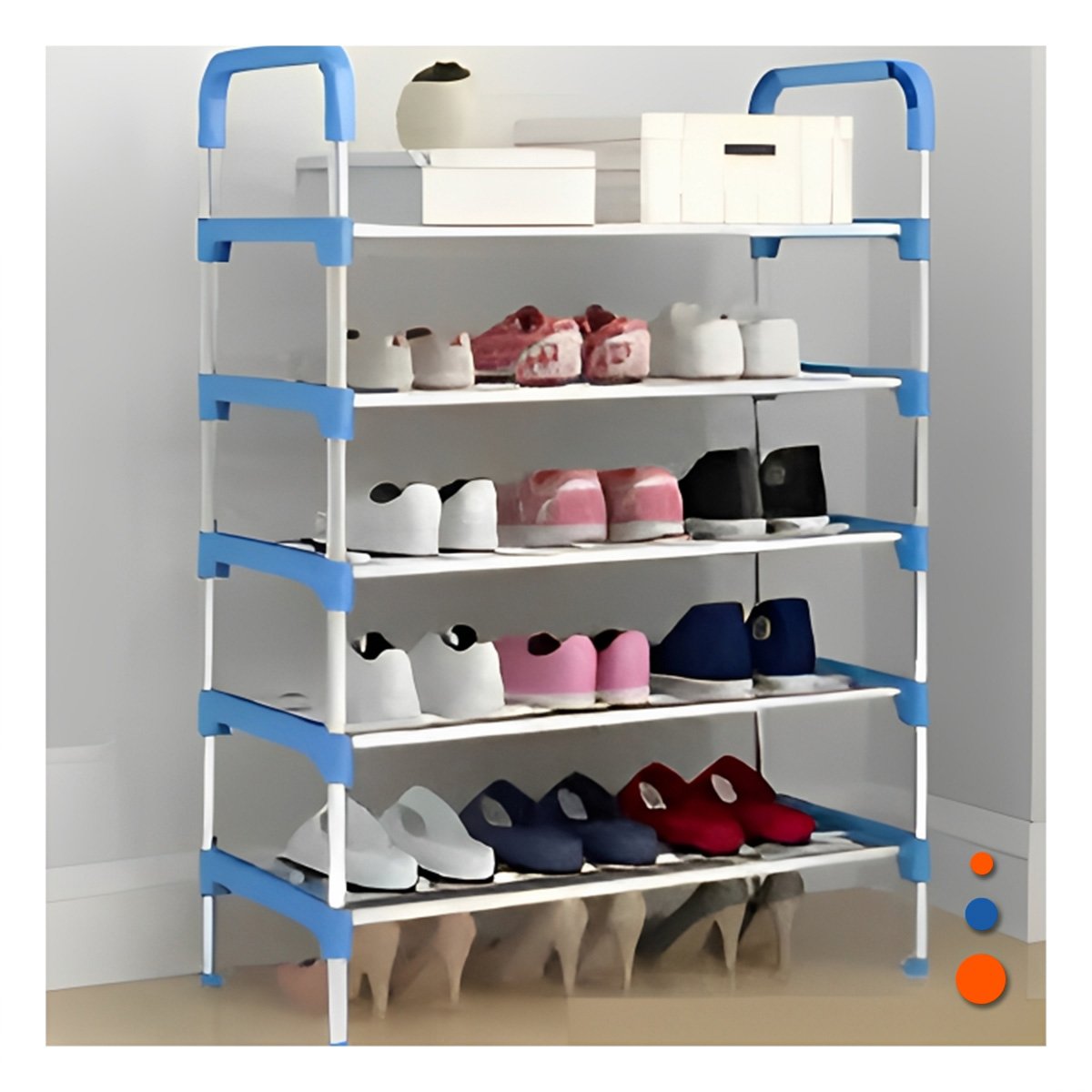 ZAPATERA VERTICAL CELESTE 5 NIVELES FUNCIONAL PARA MANTENER ORDEN Y LIMPIEZA Y+POST IT - 1